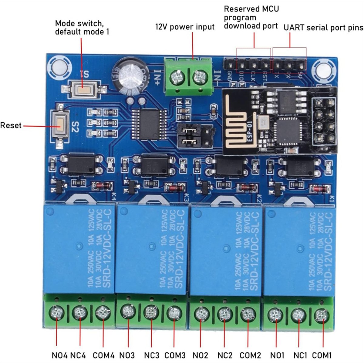 Super Sale 4 Channel WiFi Wire - Esp8266 Relay Module ulasan dan harga